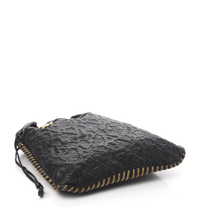 Chanel Calfskin Camellia Embossed Drawstring Shoulder Bag Black 4 of 10