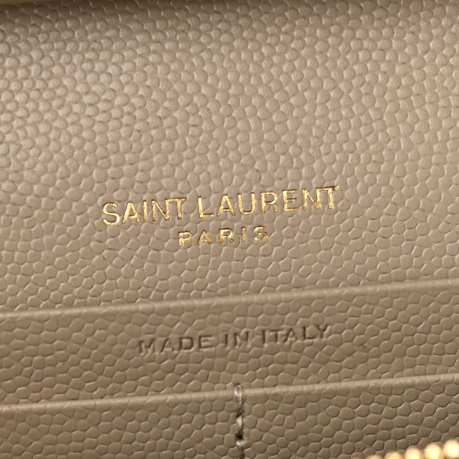 Saint Laurent Grain De Poudre Matelasse Chevron Monogram Chain Wallet Sea Salt 6 of 10