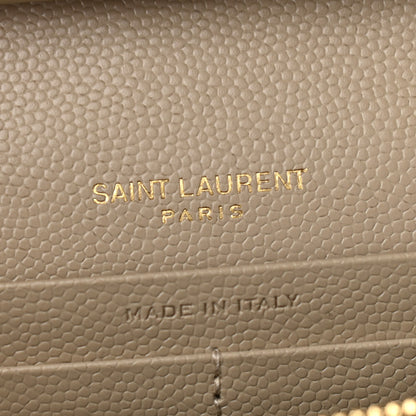 Saint Laurent Grain De Poudre Matelasse Chevron Monogram Chain Wallet Sea Salt 6 of 10