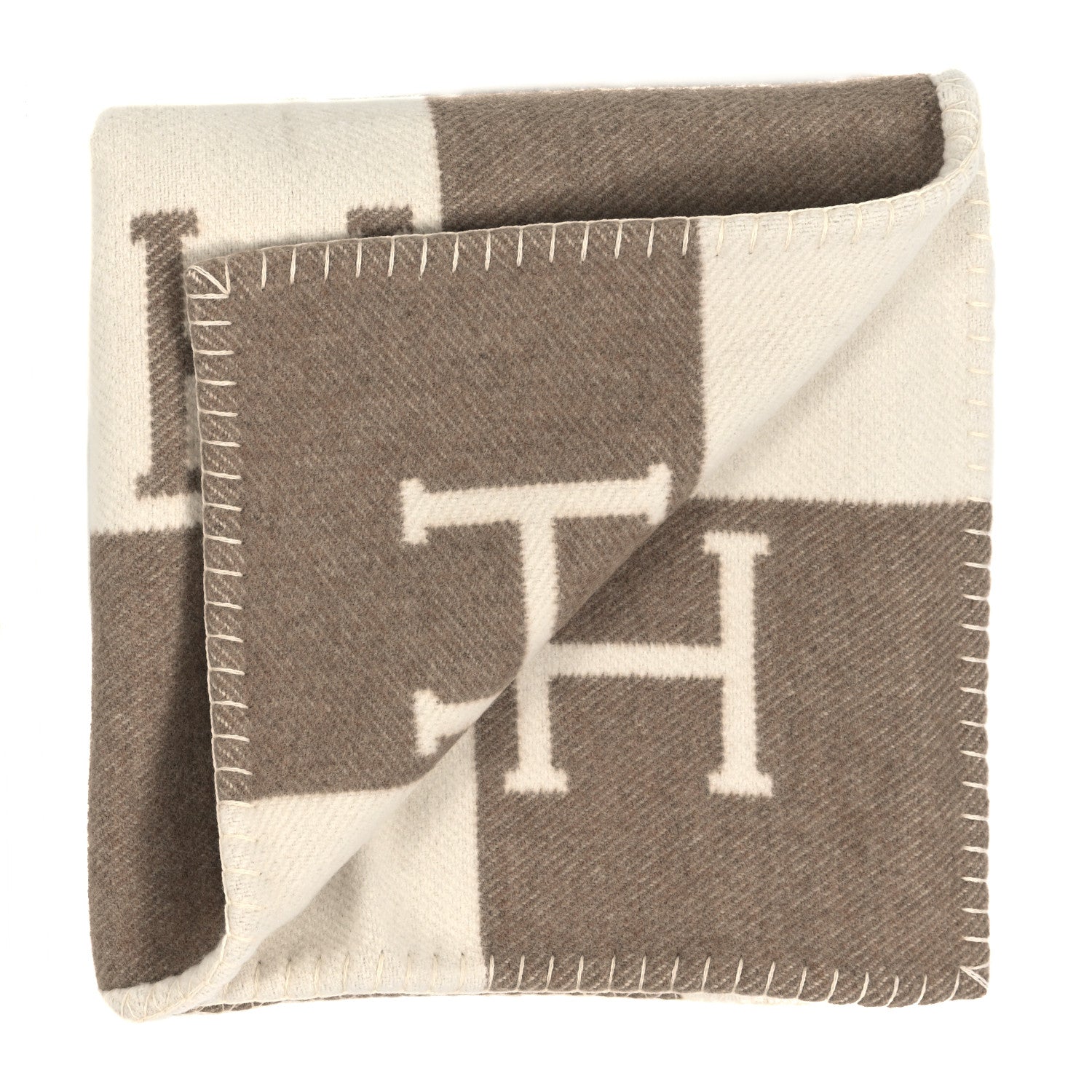 Hermes Wool Cashmere Avalon Baby Blanket Noisette Moyen White 2 of 4