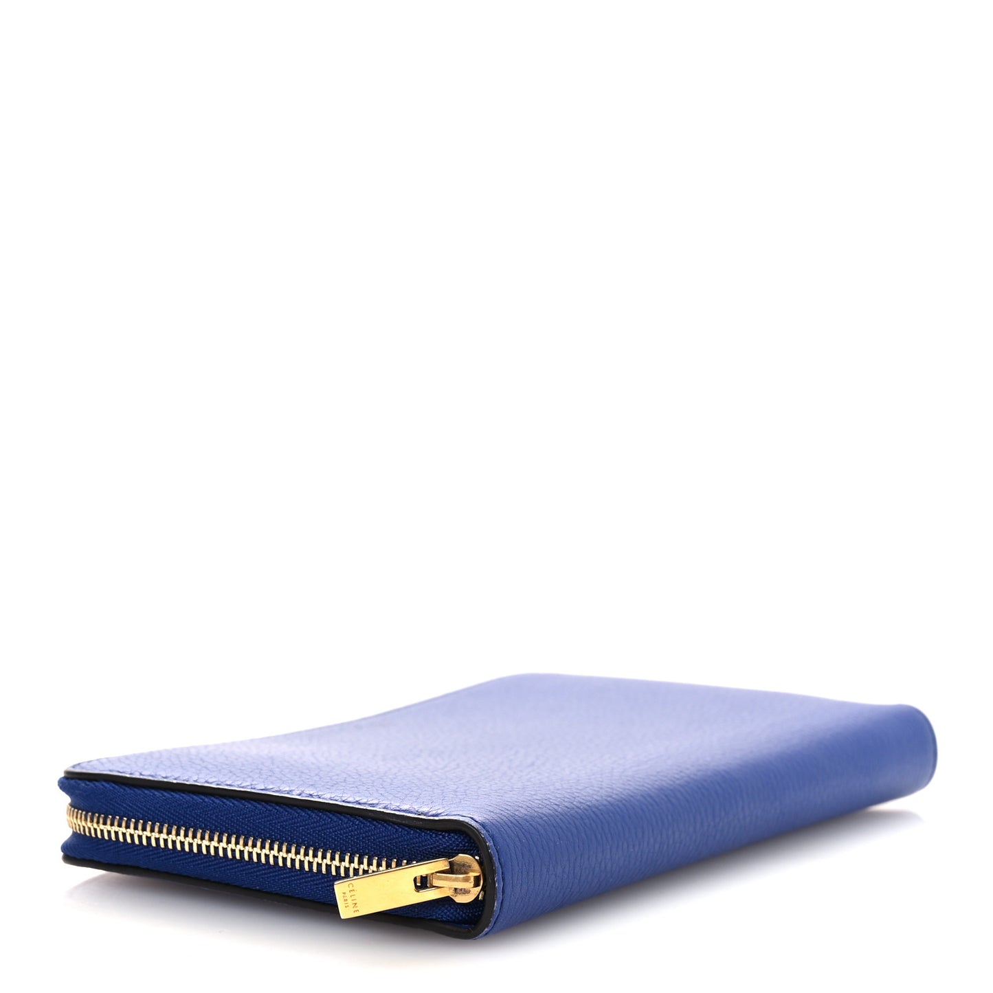 Drummed Calfskin Large Zip Around Multifunction Wallet Indigo