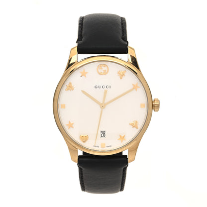 Gucci Stainless Steel Calfskin Mother of Pearl 36mm G-Timeless Charm Quartz Watch 1 of 4
