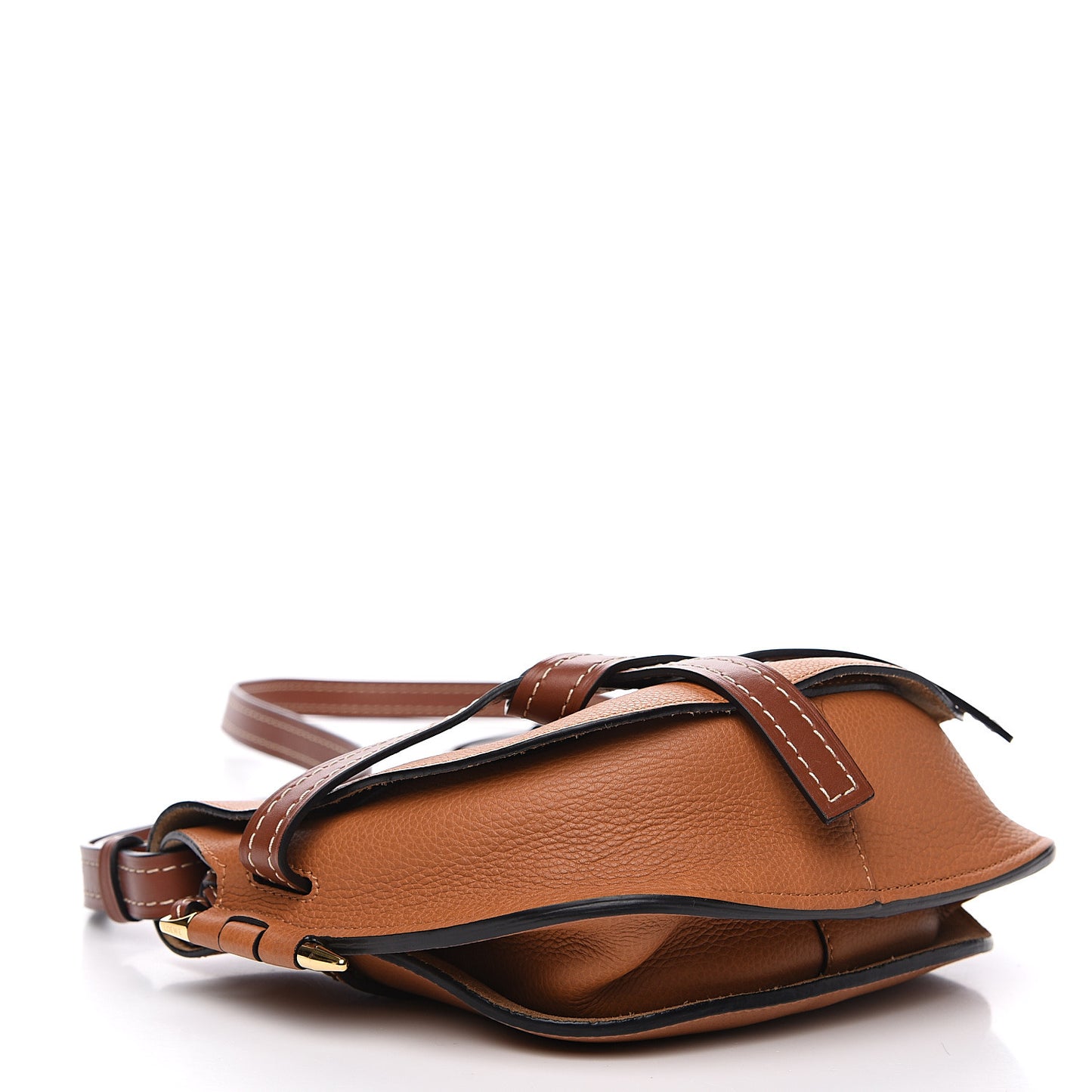 Grained Calfskin Small Gate Crossbody Bag Caramel Pecan