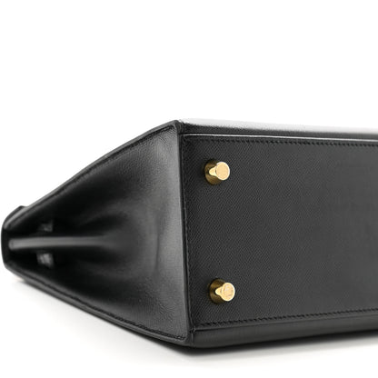 Hermes Madame Calfskin Shiny Niloticus Crocodile Kelly Sellier Touch 25 Black 9 of 12