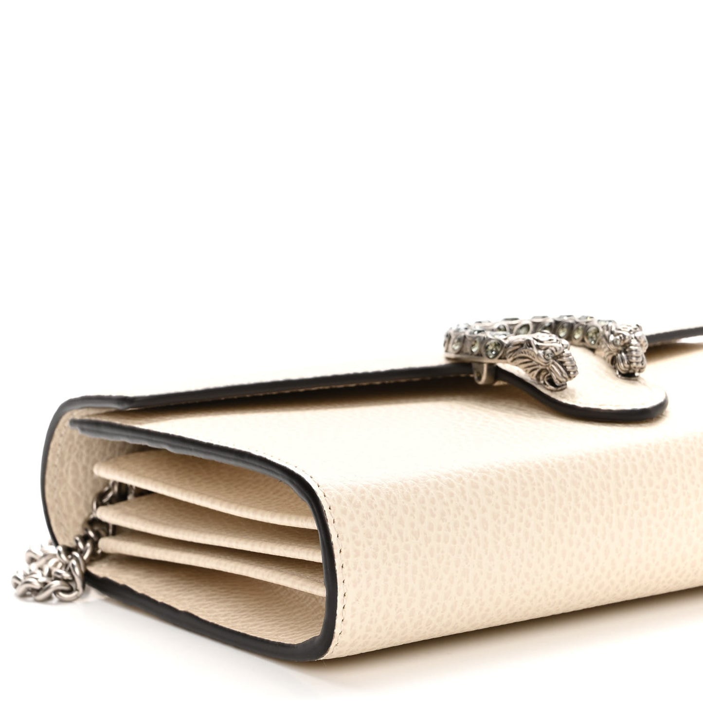 Dollar Calfskin Mini Dionysus Chain Wallet Mystic White