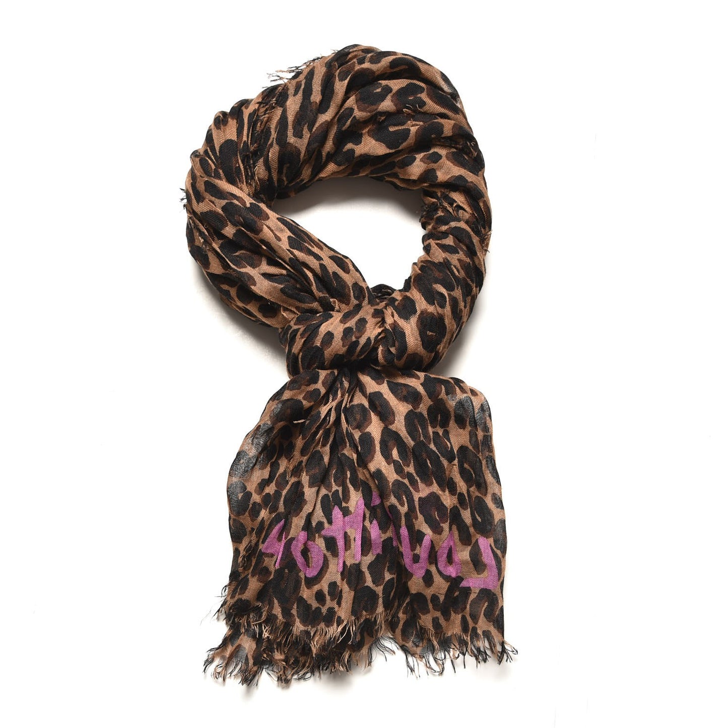 Cashmere Silk Leopard Etole Stole Marron