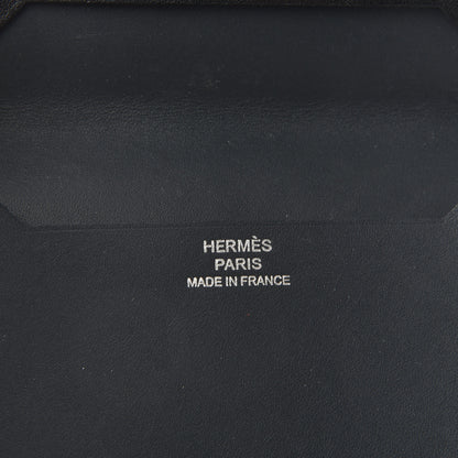 Hermes Veau Sombrero Tadelakt Mini Manhattan Wallet Black Bleu Obscur 6 of 6
