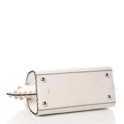 Fendi Vitello Dolce Scalloped Studded Mini 3Jours Tote White Ice Nuvola 4 of 9