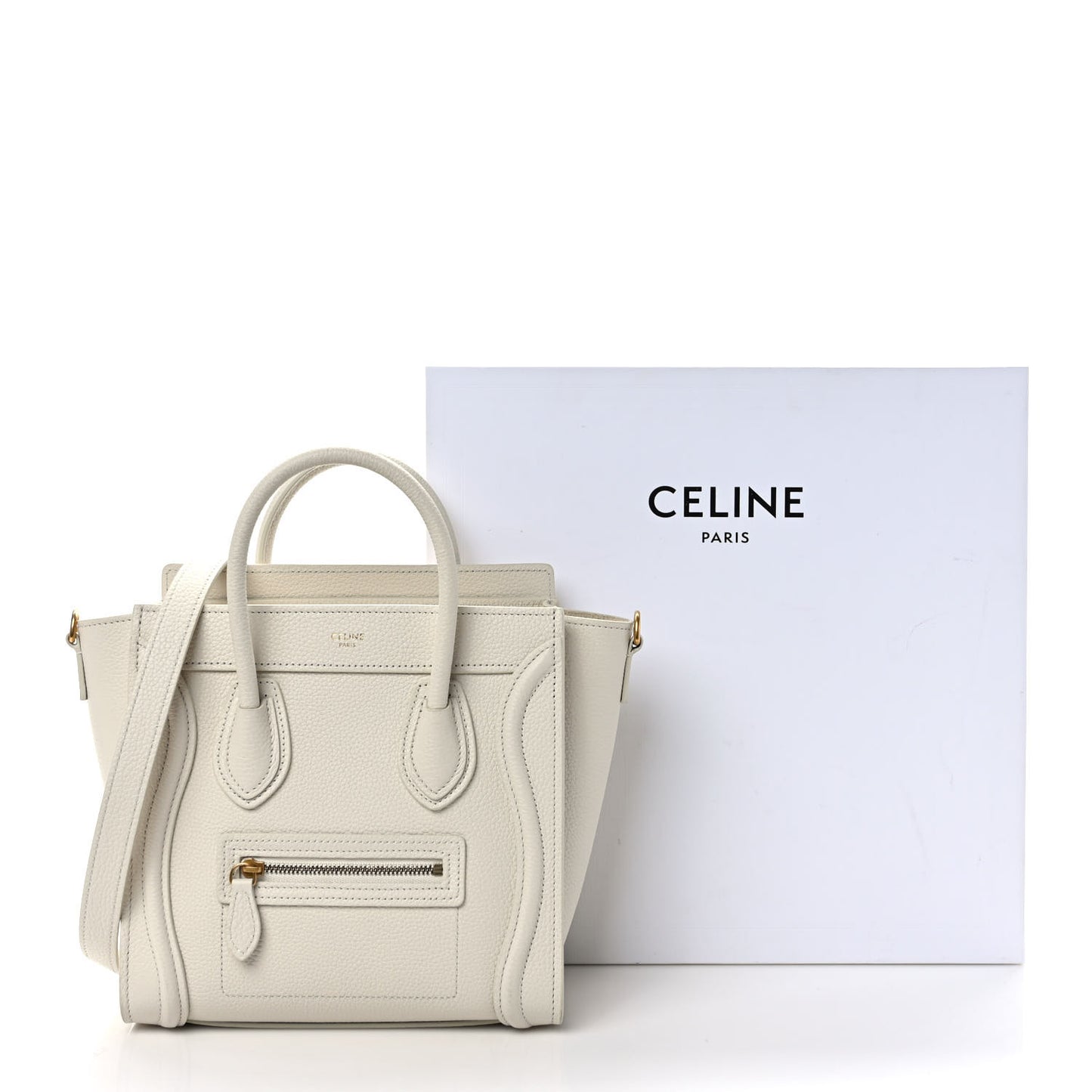 Drummed Calfskin Nano Luggage Chalk