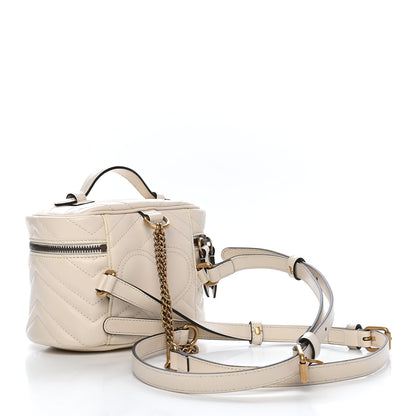 Gucci Calfskin Matelasse Mini GG Marmont Round Backpack White 2 of 8