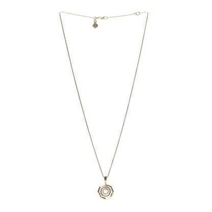 David Yurman 18K Yellow Gold Diamond 16mm Stax Pendant Necklace 3 of 5
