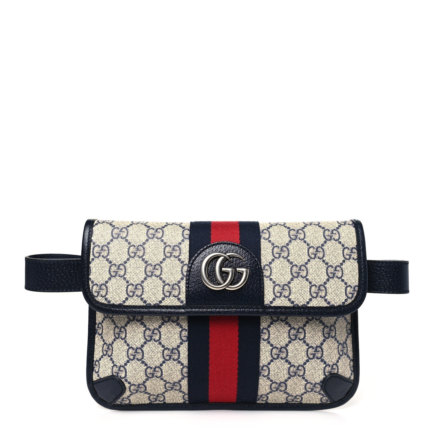 Gucci GG Supreme Monogram Web Small Ophidia Belt Bag 120 48 Beige Navy 1 of 10
