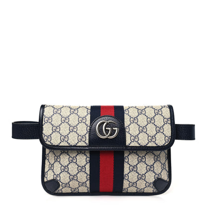 Gucci GG Supreme Monogram Web Small Ophidia Belt Bag 120 48 Beige Navy 1 of 10