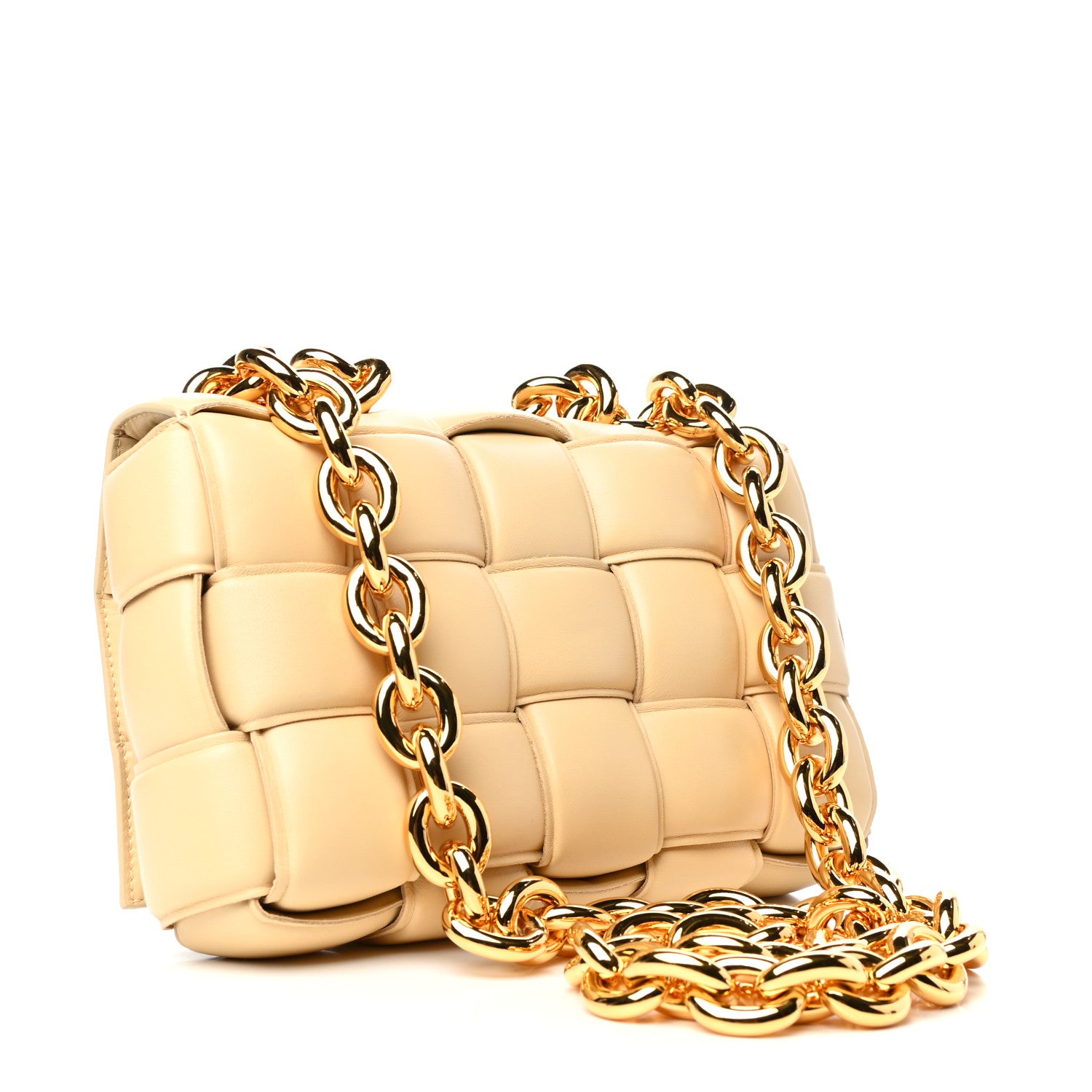 Bottega Veneta Lambskin Maxi Intreccio Padded Chain Cassette Crossbody Bag Porridge 3 of 8