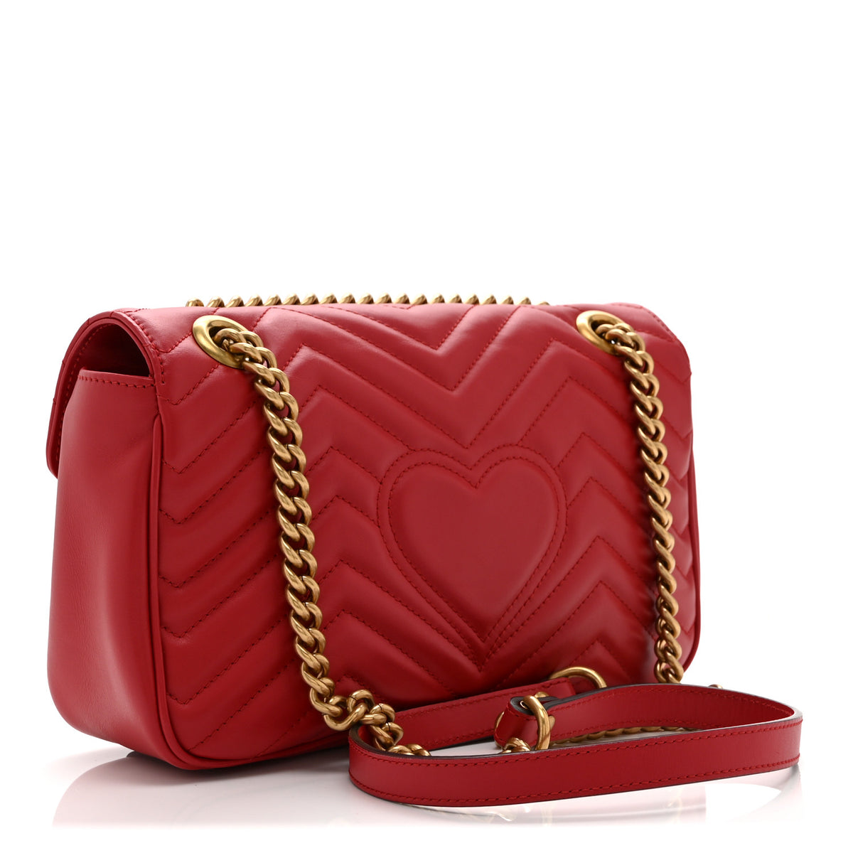 Calfskin Matelasse Small GG Marmont Shoulder Bag Hibiscus Red