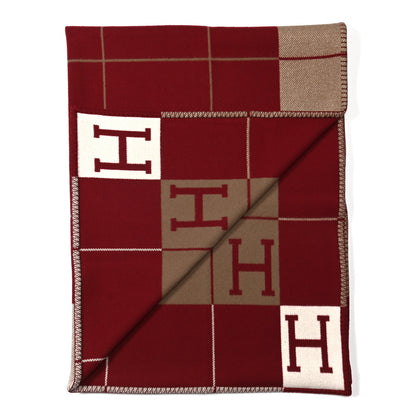 Hermes Wool Cashmere Avalon III Blanket Ecru Rouge H 2 of 4