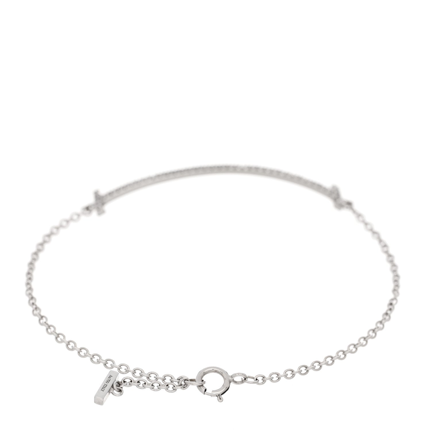 Tiffany 18K White Gold Diamond T Smile Bracelet 2 of 4