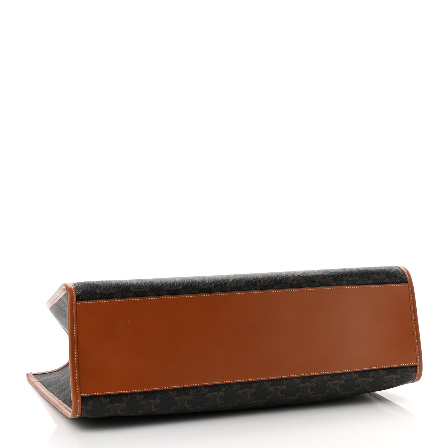 Celine Triomphe Canvas Calfskin Horizontal Cabas Tan 4 of 9