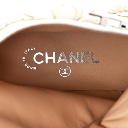 Chanel Embroidered Lambskin Grosgrain Lace Up Boots 41 White Black 7 of 9