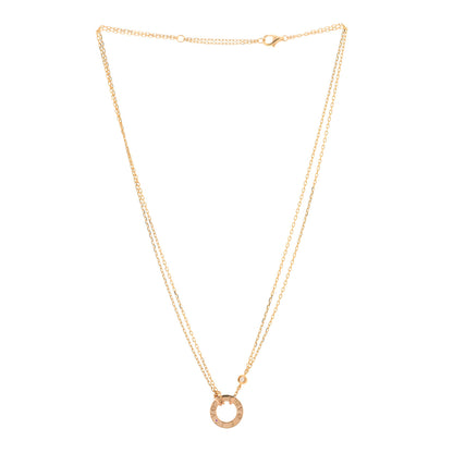 Cartier 18K Pink Gold 1 Diamond 1 Pink Sapphire LOVE Necklace 2 of 3