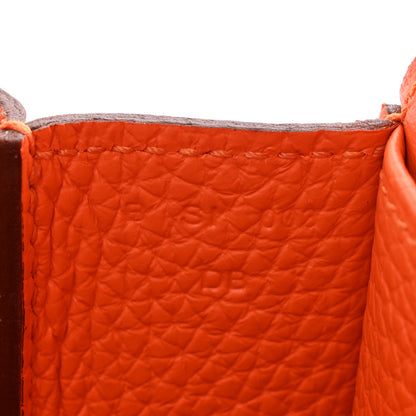 Hermes Taurillon Clemence Halzan 25 Orange Minium 7 of 13