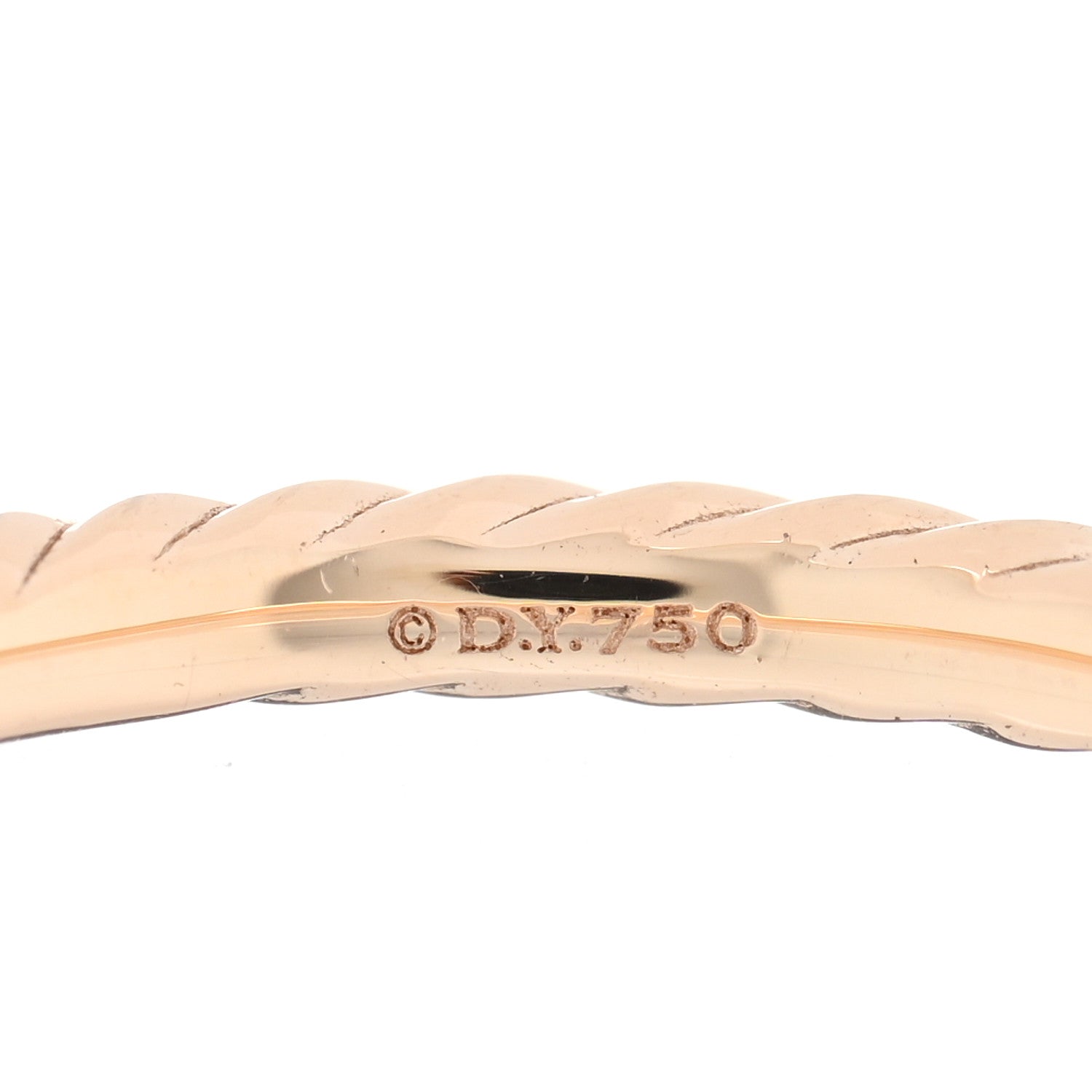 David Yurman 18K Rose Gold Diamond 2mm Cable Collectibles Band Ring 54 7 4 of 5