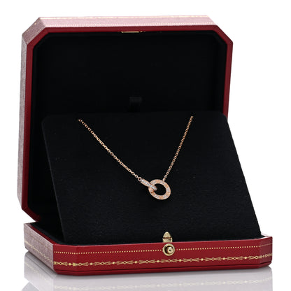 Cartier 18K Pink Gold Diamond Interlocking LOVE Paved Necklace 5 of 5