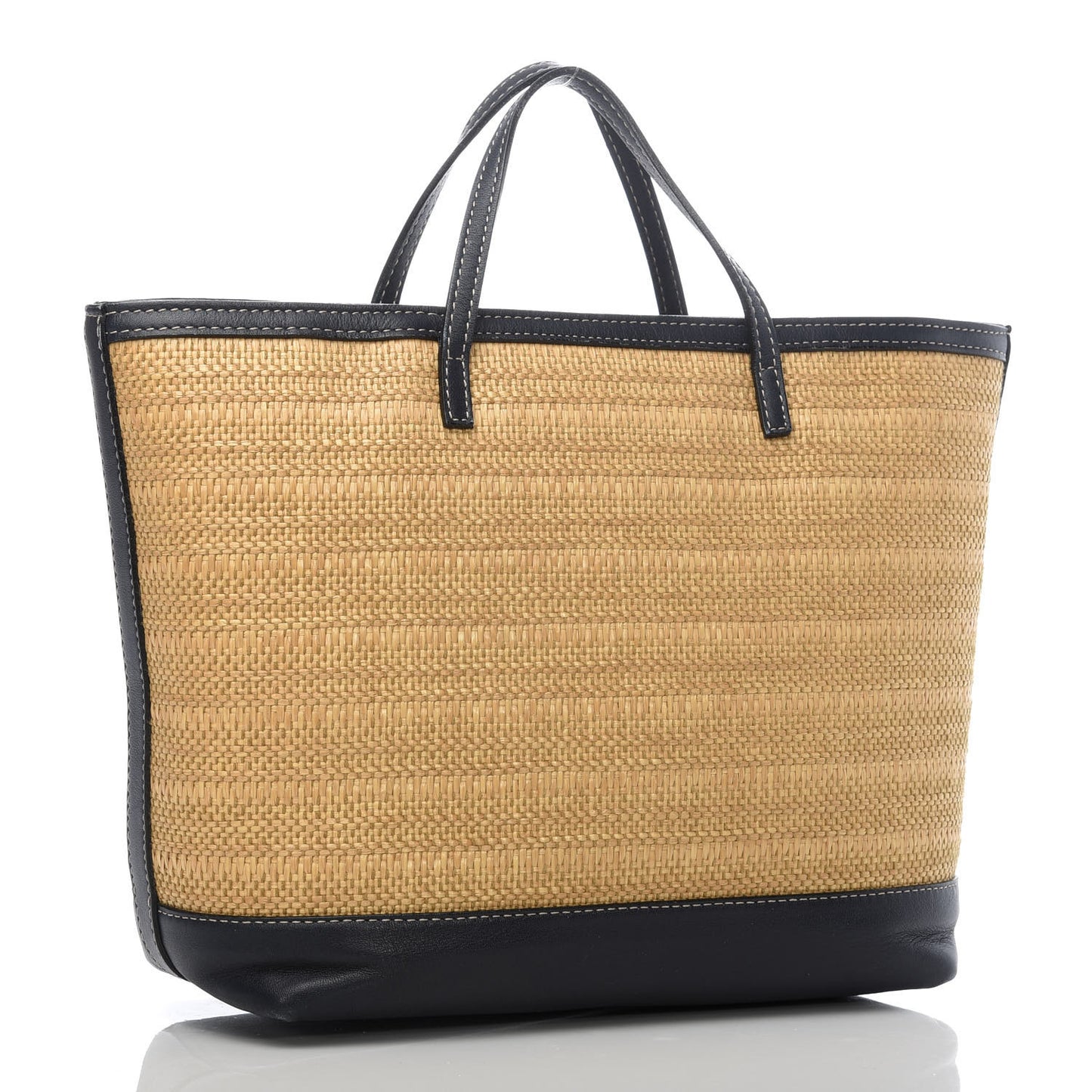 Calfskin Straw GG Monogram Mini Zoo Bird Tote Black Beige