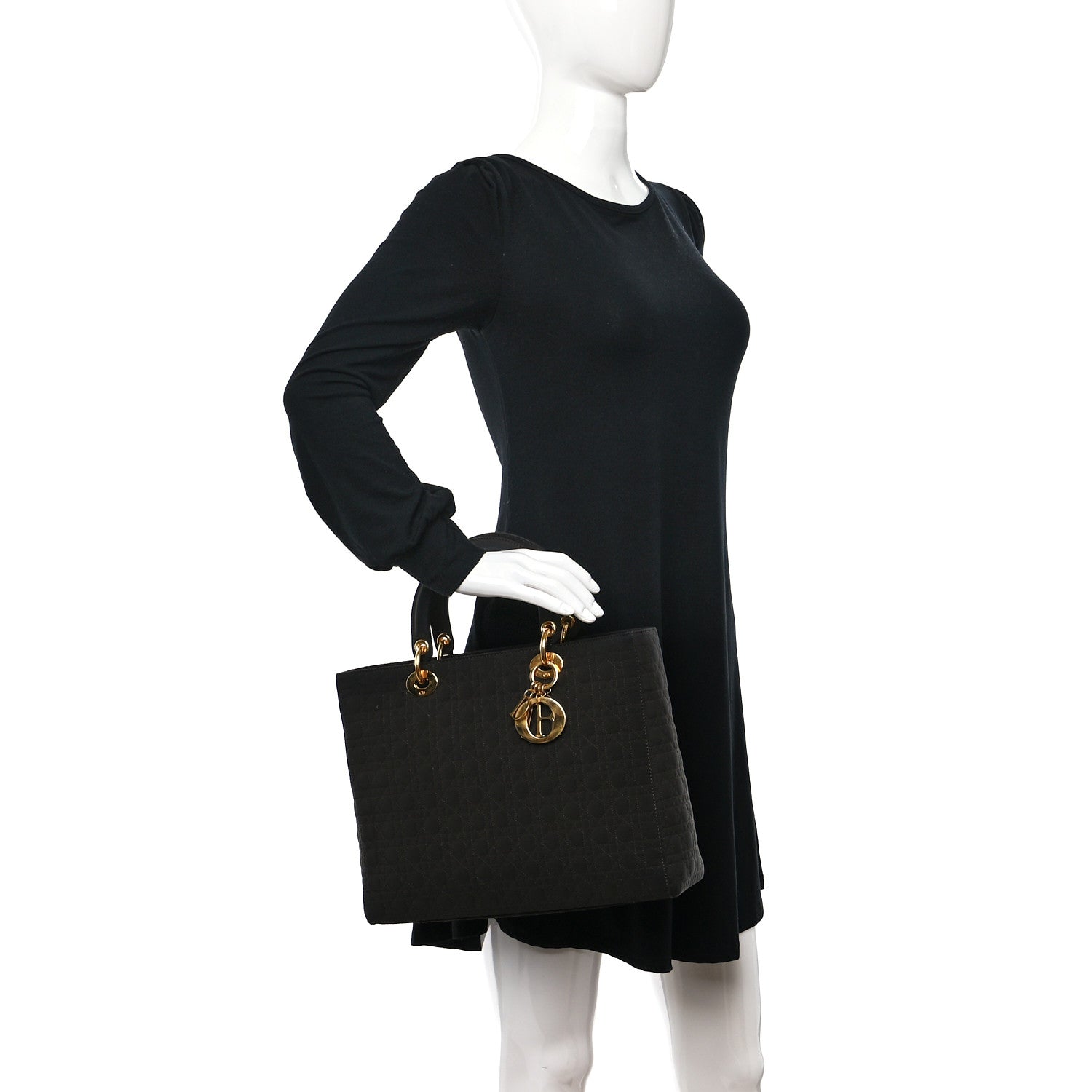 Christian Dior Nylon Cannage Large Lady Dior Brown 2 of 13