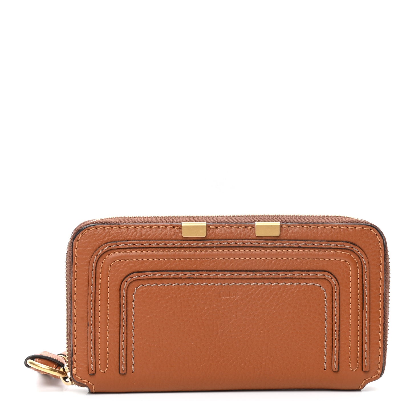 Grained Calfskin Marcie Long Zip Around Wallet Tan