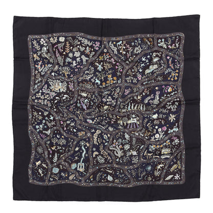 Hermes Silk Chemins De Garrigue Scarf 90 Black 1 of 5