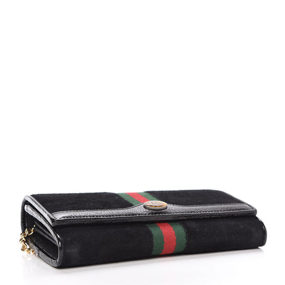 Gucci Suede Patent Web Ophidia Wallet On Chain Black 4 of 11