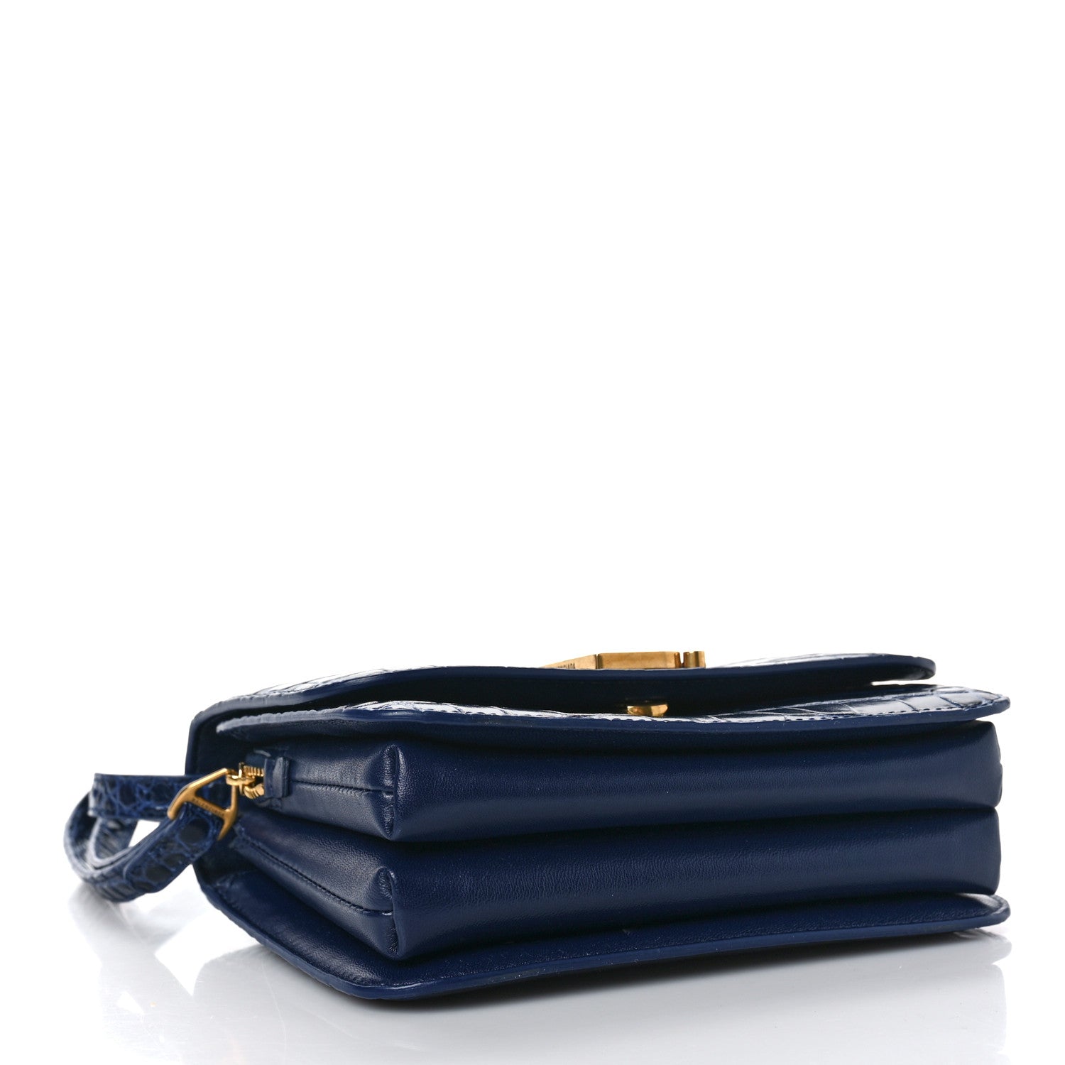 Balenciaga Shiny Calfskin Crocodile Embossed Small B Bag Navy 4 of 8
