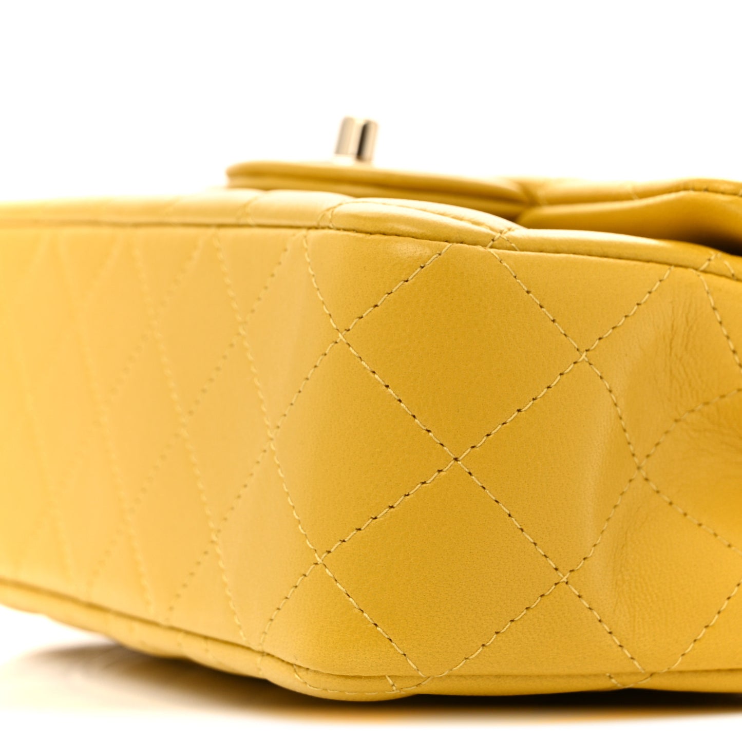Lambskin Quilted Mini Top Handle Rectangular Flap Yellow