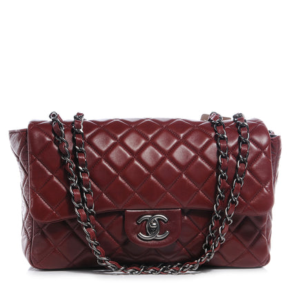 Chanel Lambskin Jumbo Single Flap Dark Red 1 of 8