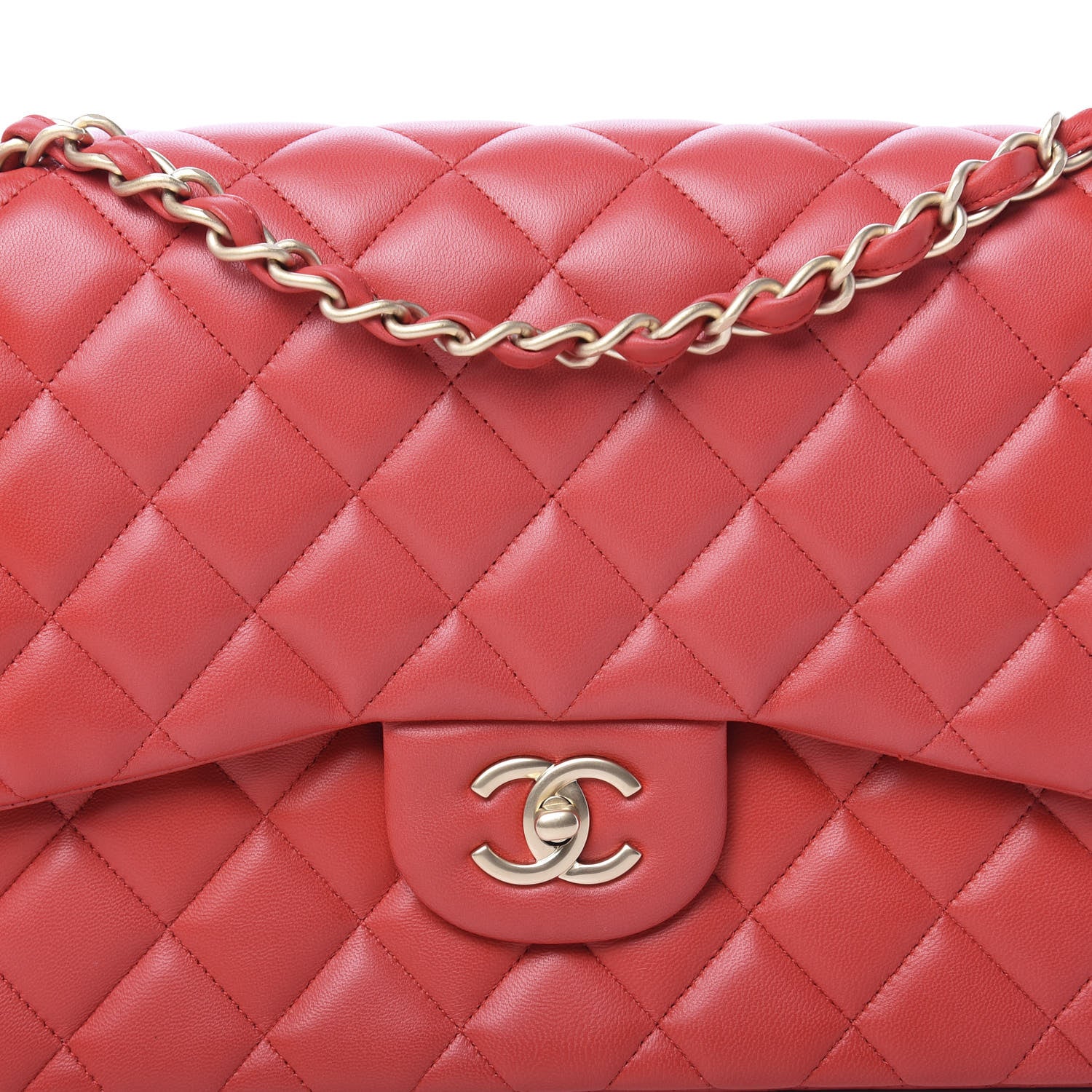 Chanel Lambskin Quilted Jumbo Double Flap Red 11 of 12