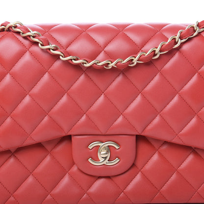 Chanel Lambskin Quilted Jumbo Double Flap Red 11 of 12