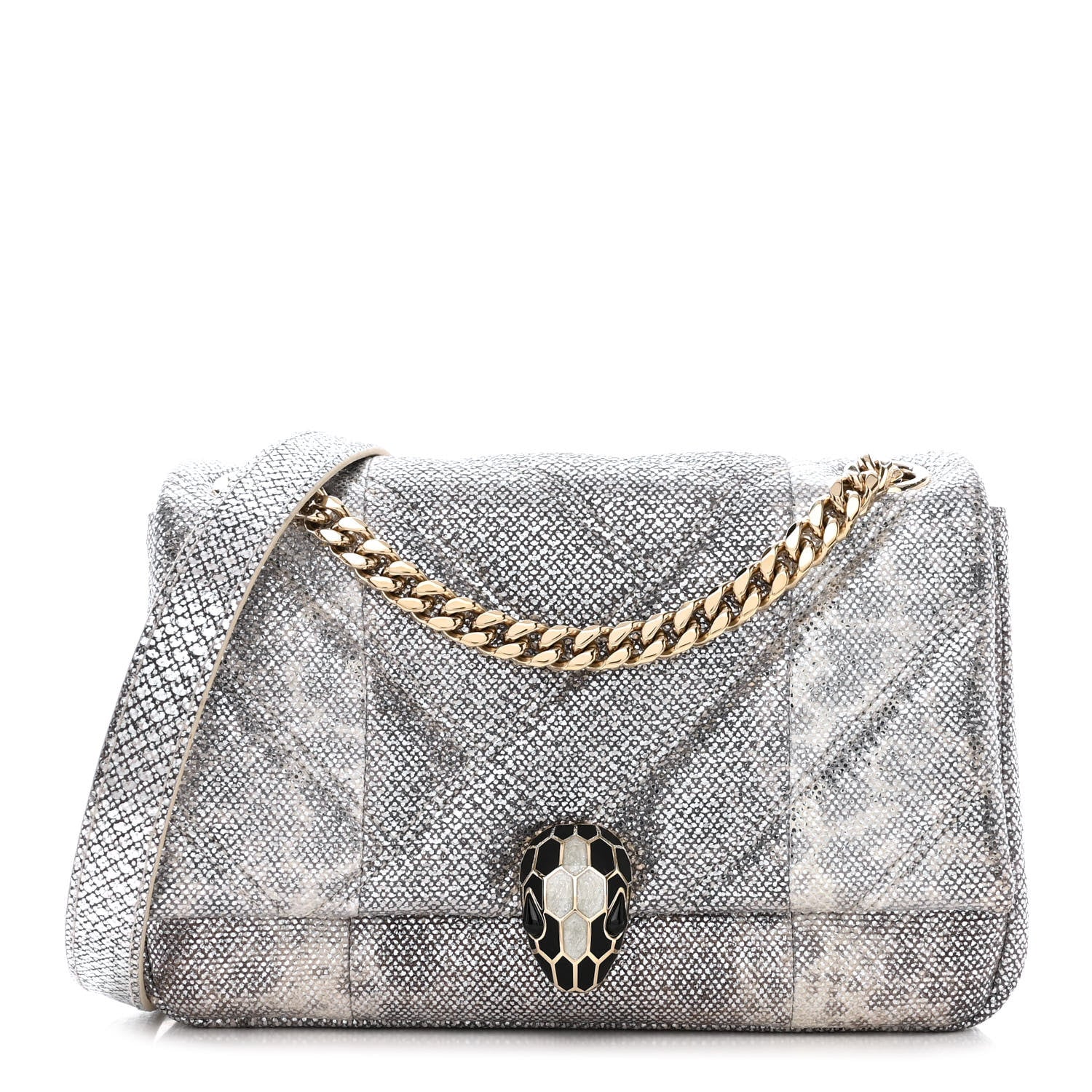 Bulgari Shiny Karung Matelasse Mini Serpenti Cabochon Crossbody Silver 1 of 9