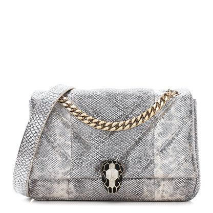Bulgari Shiny Karung Matelasse Mini Serpenti Cabochon Crossbody Silver 1 of 9