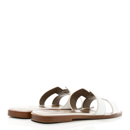 Hermes Box Calfskin Oran Sandals 37.5 White 4 of 10