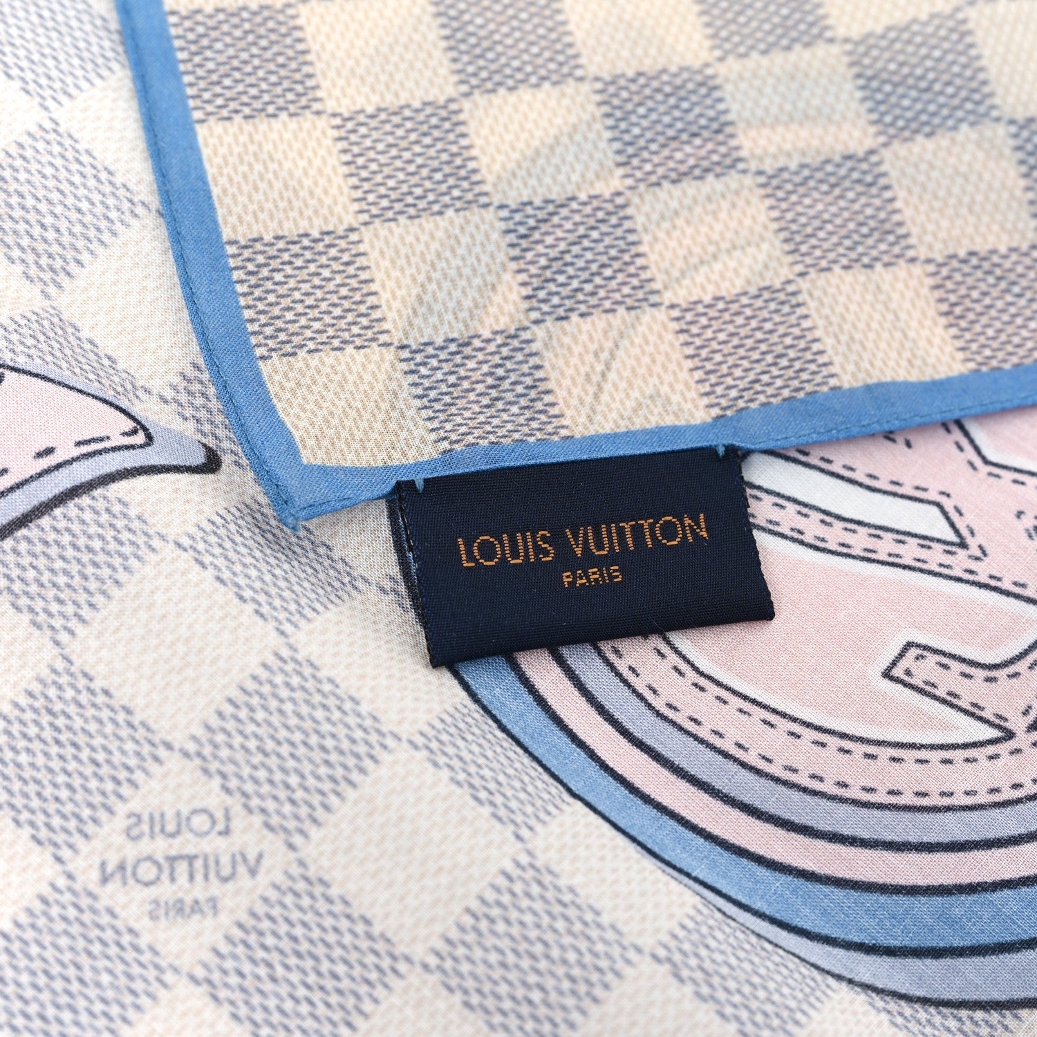 Louis Vuitton Cotton Damier Azur Straps Bandana Scarf Multicolor 2 of 3