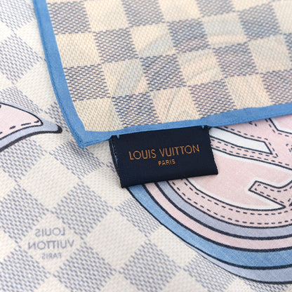 Louis Vuitton Cotton Damier Azur Straps Bandana Scarf Multicolor 2 of 3