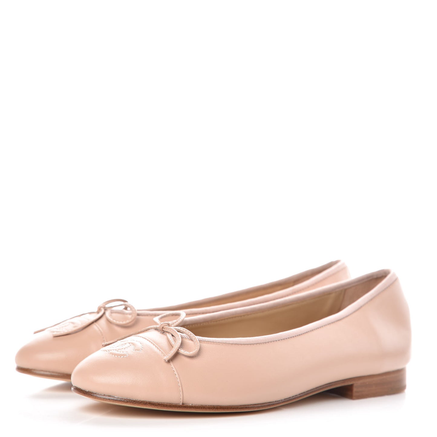 Calfskin Cap Toe CC Ballerina Flats 39 Light Pink