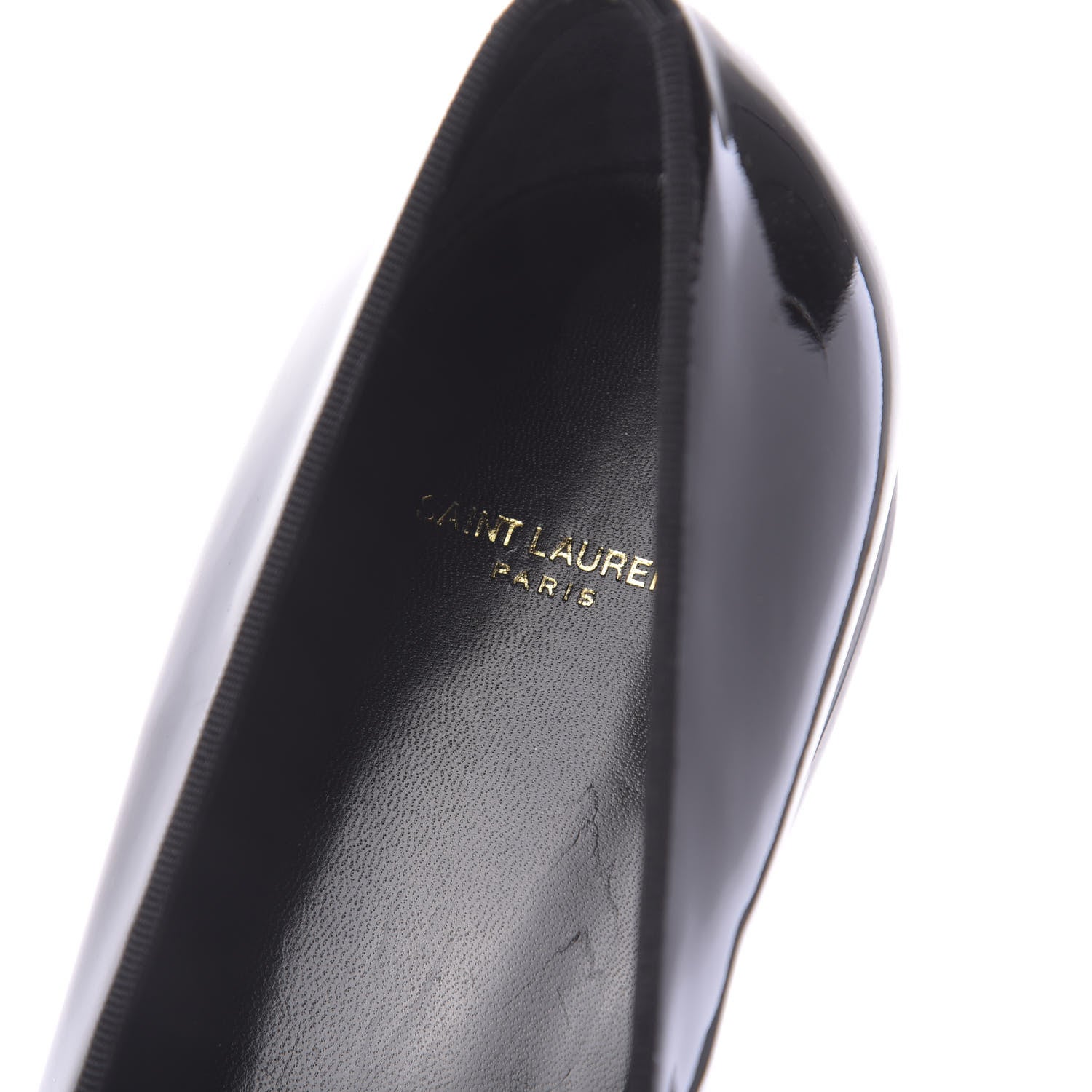 Saint Laurent Patent Calfskin Smoking Slipper Flat Loafers 37 Black 9 of 11