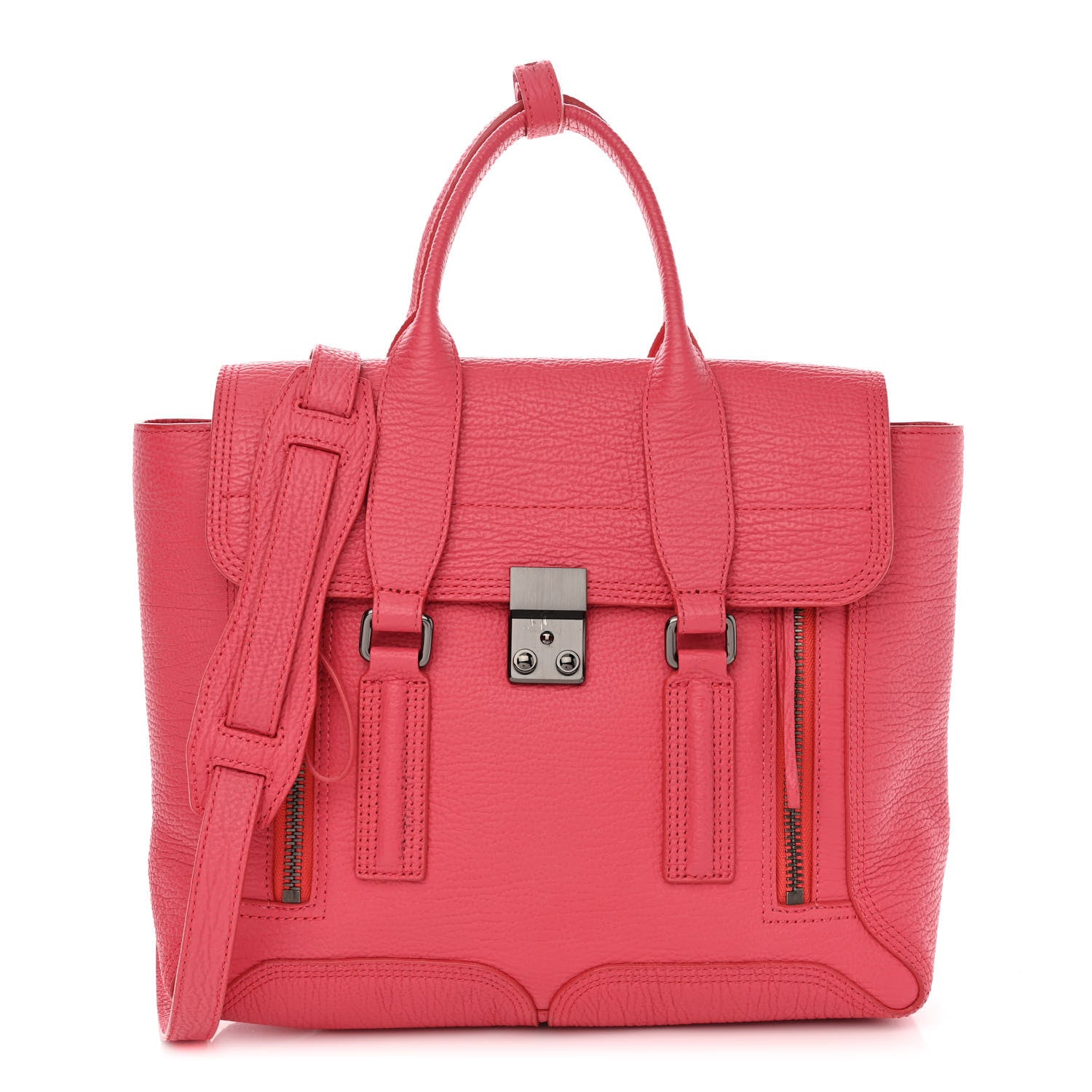 3.1 Phillip Lim Textured Calfskin Medium Pashli Satchel Raspberry 1 of 11