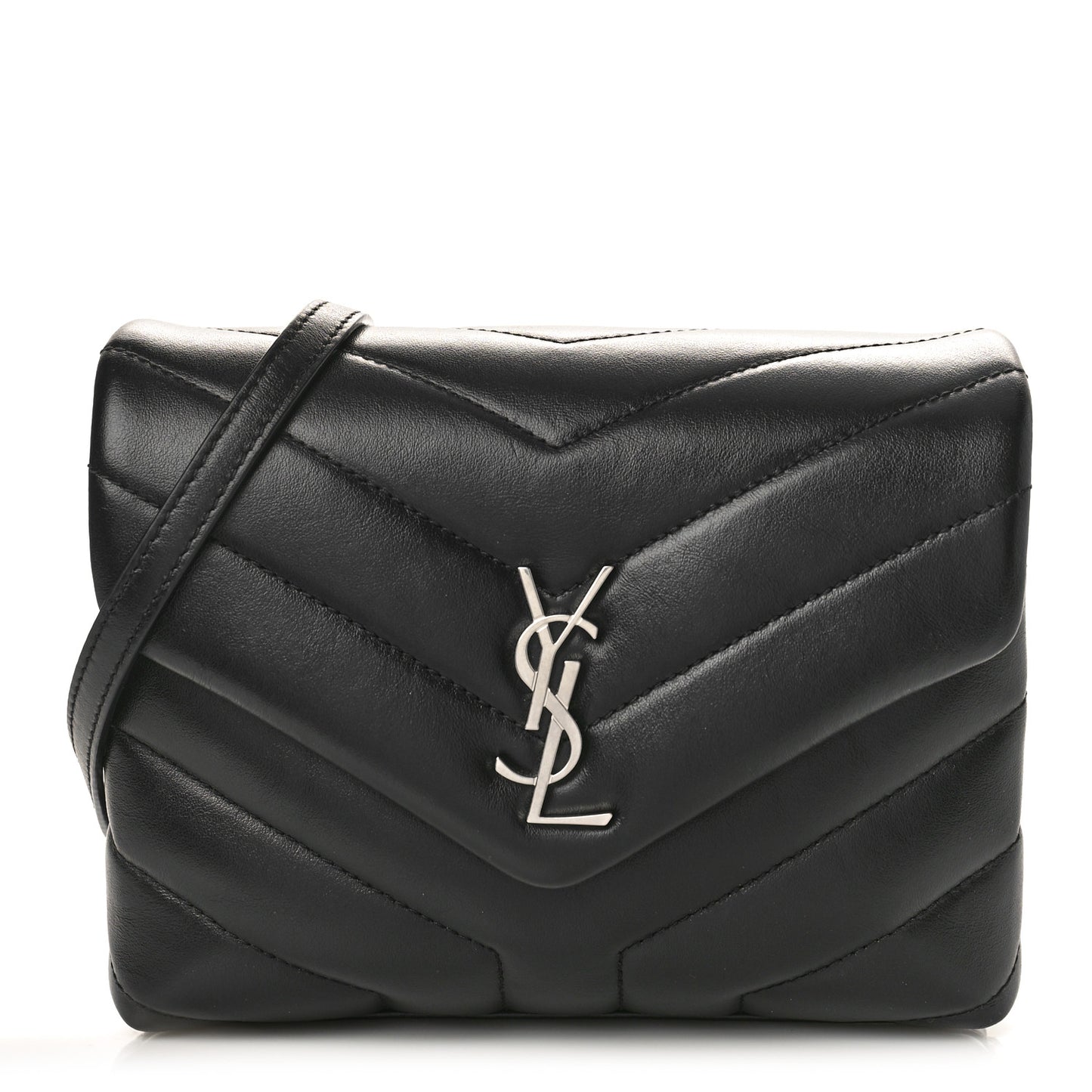 Calfskin Y Quilted Monogram Toy Loulou Crossbody Bag Black