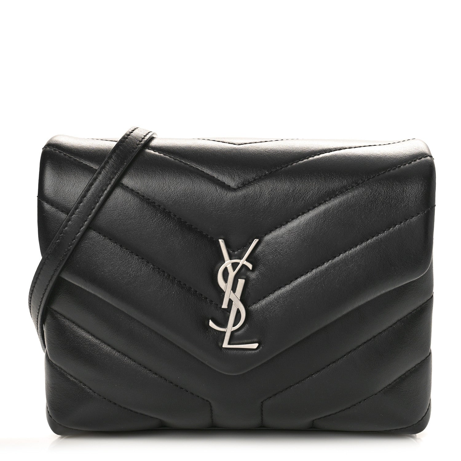 Saint Laurent Calfskin Y Quilted Monogram Toy Loulou Crossbody Bag Black 1 of 8