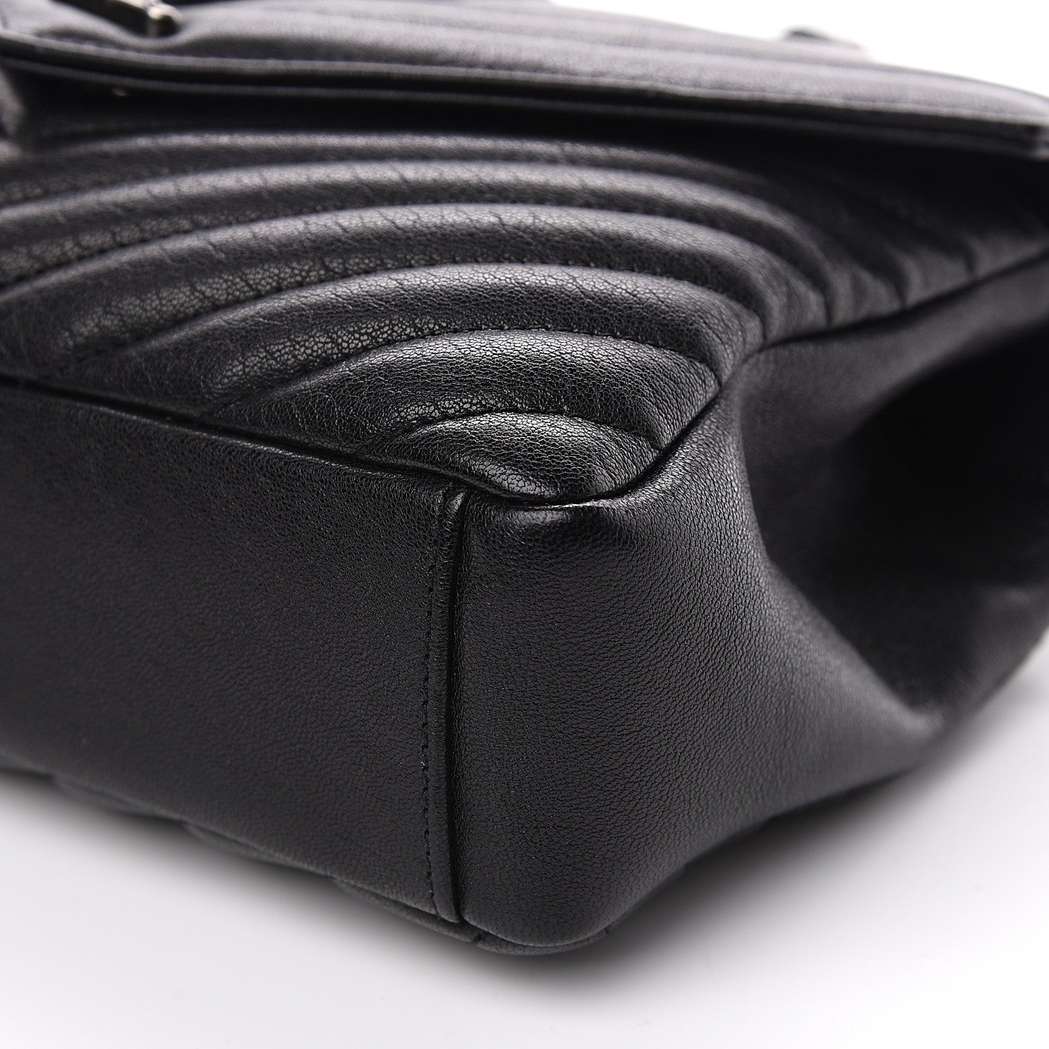 Saint Laurent Sheepskin Matelasse Chevron Monogram Medium College Bag Black 7 of 8