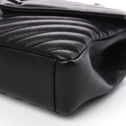 Saint Laurent Sheepskin Matelasse Chevron Monogram Medium College Bag Black 7 of 8