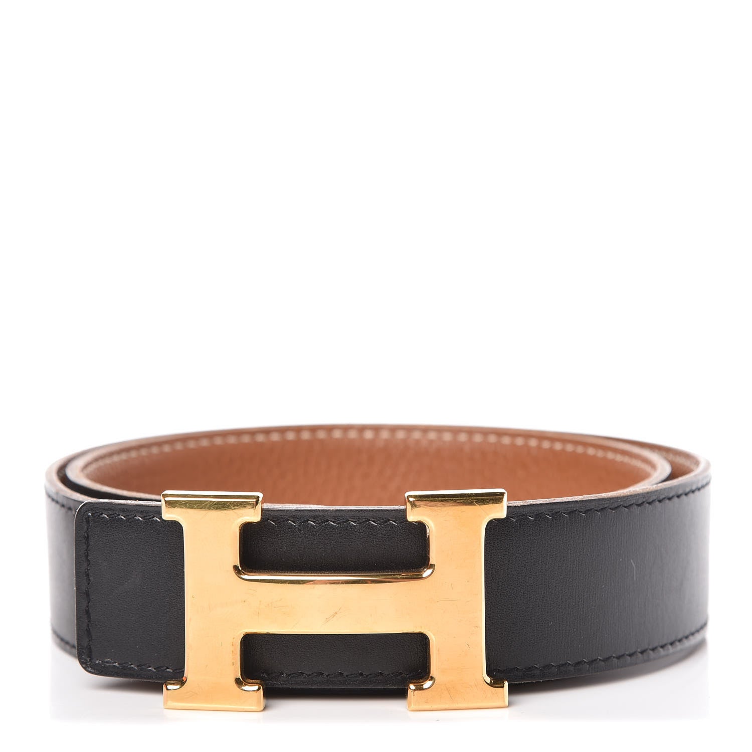 Hermes Box Togo 32mm H Belt 70 Black Gold 1 of 10